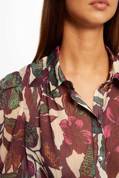 Long-sleeved shirt with vegetal print multico ladies'