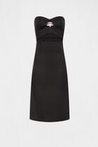 Sleeveless midi A-line dress black ladies'