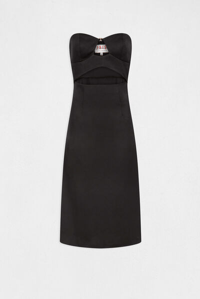 Sleeveless midi A-line dress black ladies'