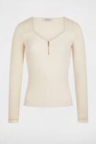 Jumper with openwork sleeves ivory women