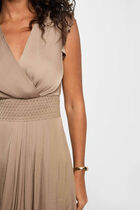 Sleeveless loose straight dress taupe women