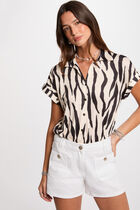 Blouse manches courtes blanc femme