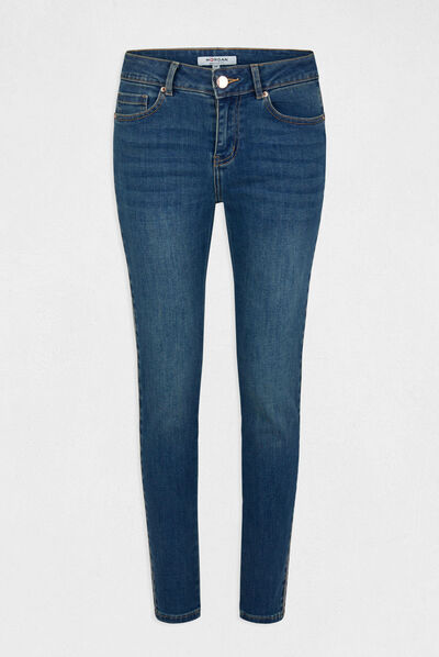Slim jeans with rhinestones strips stone denim ladies'