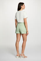 Straight shorts with darts pastel green women