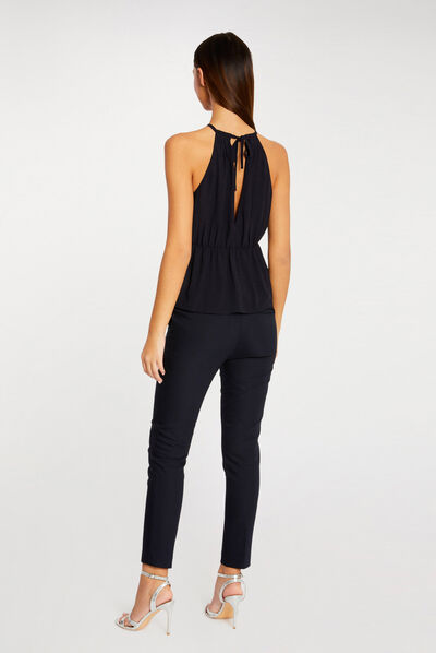 Sleeveless t-shirt with V-neck navy ladies'