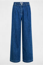 High waist wide leg jeans stone wash denim women