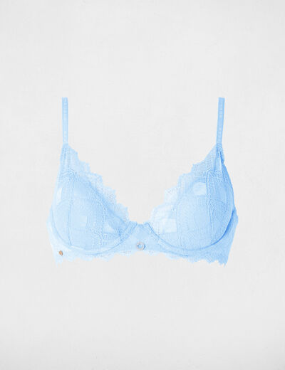 Lace bra with thin straps blue women