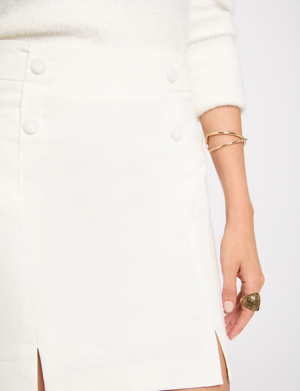 Mini skirt with buttons ivory women
