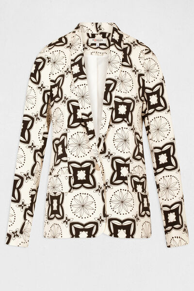 Printed straight blazer ecru ladies'