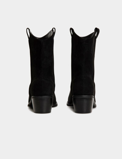 Western style boots with heels black ladies'