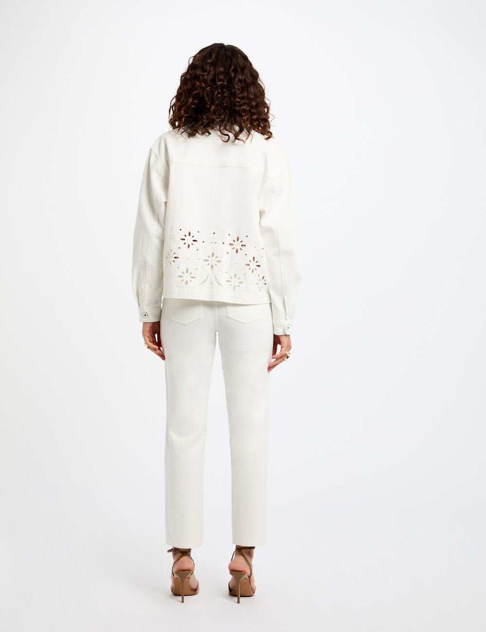 Embroidered denim jacket white women