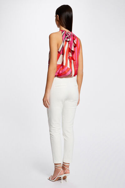 Sleeveless blouse geometric print multico ladies'
