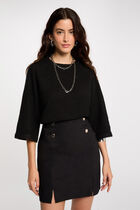 Mini skirt with buttons black women