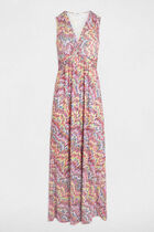 Robe longue droite imprimée multicolore femme