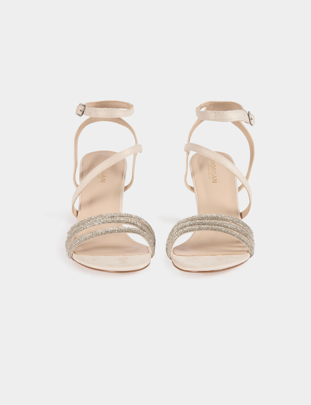 Sparkly sandals beige women