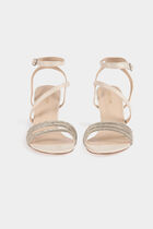 Sparkly sandals beige women