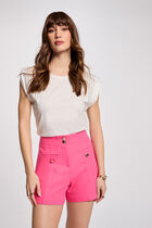Straight shorts with darts pink women
