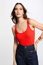 Sleeveless vest top orange women