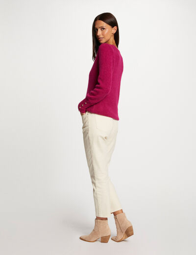 Long-sleeved jumper with V-neck raspberry ladies'