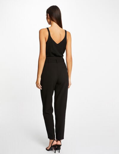 Vest top V-neck and metallised threads black women