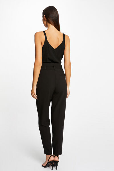 Vest top V-neck and metallised threads black ladies'
