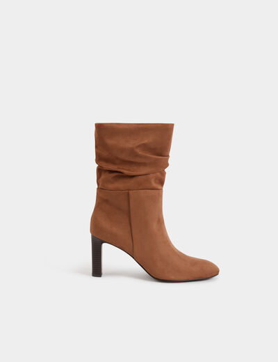 Ruched boots beige women