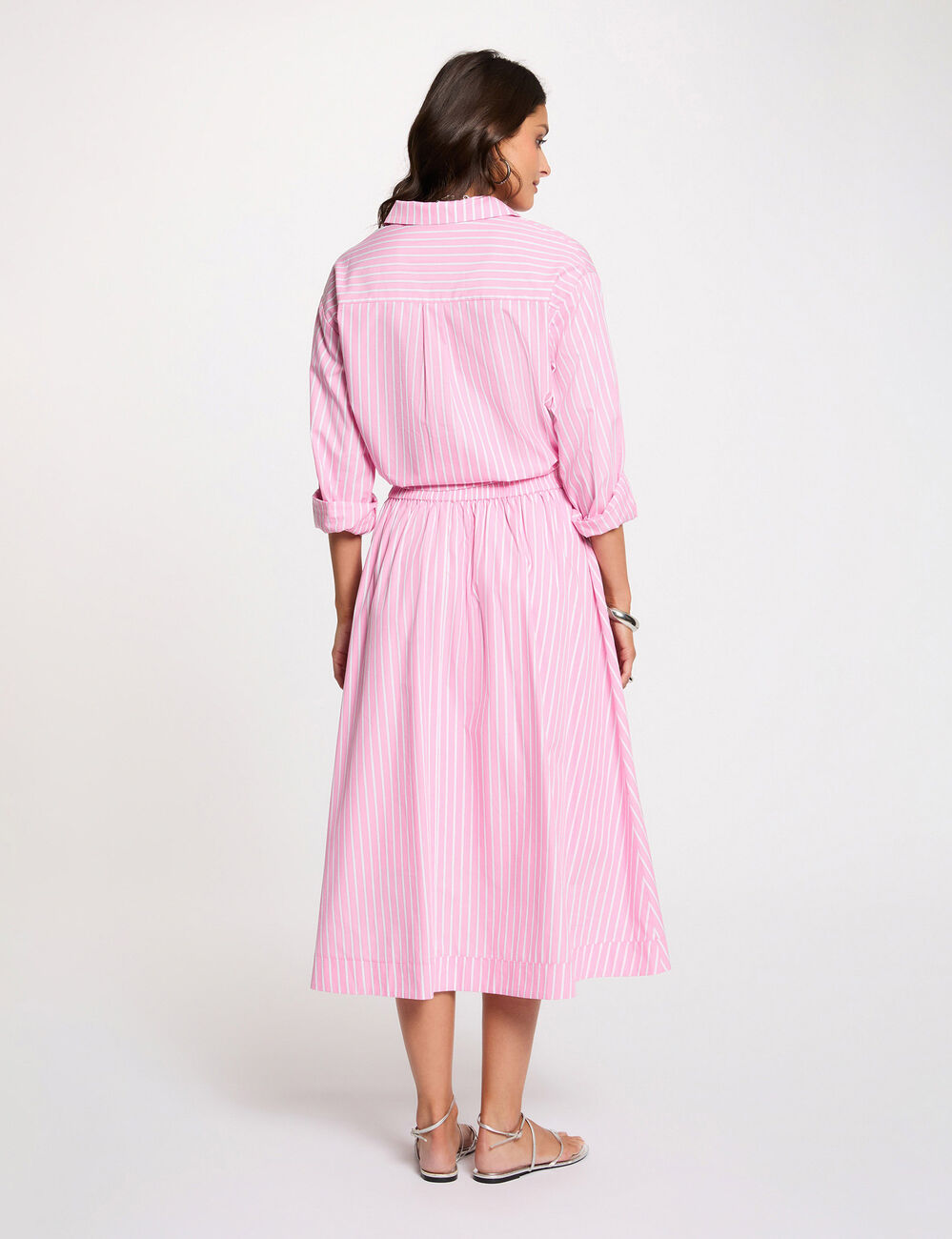 Oversized striped shirt pink women