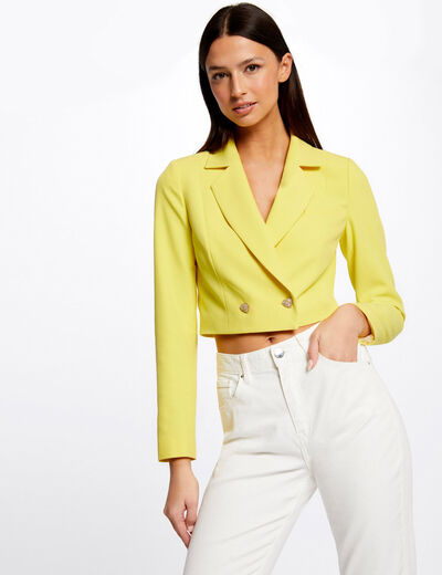 Short buttoned straight jacket medium yellow ladies'
