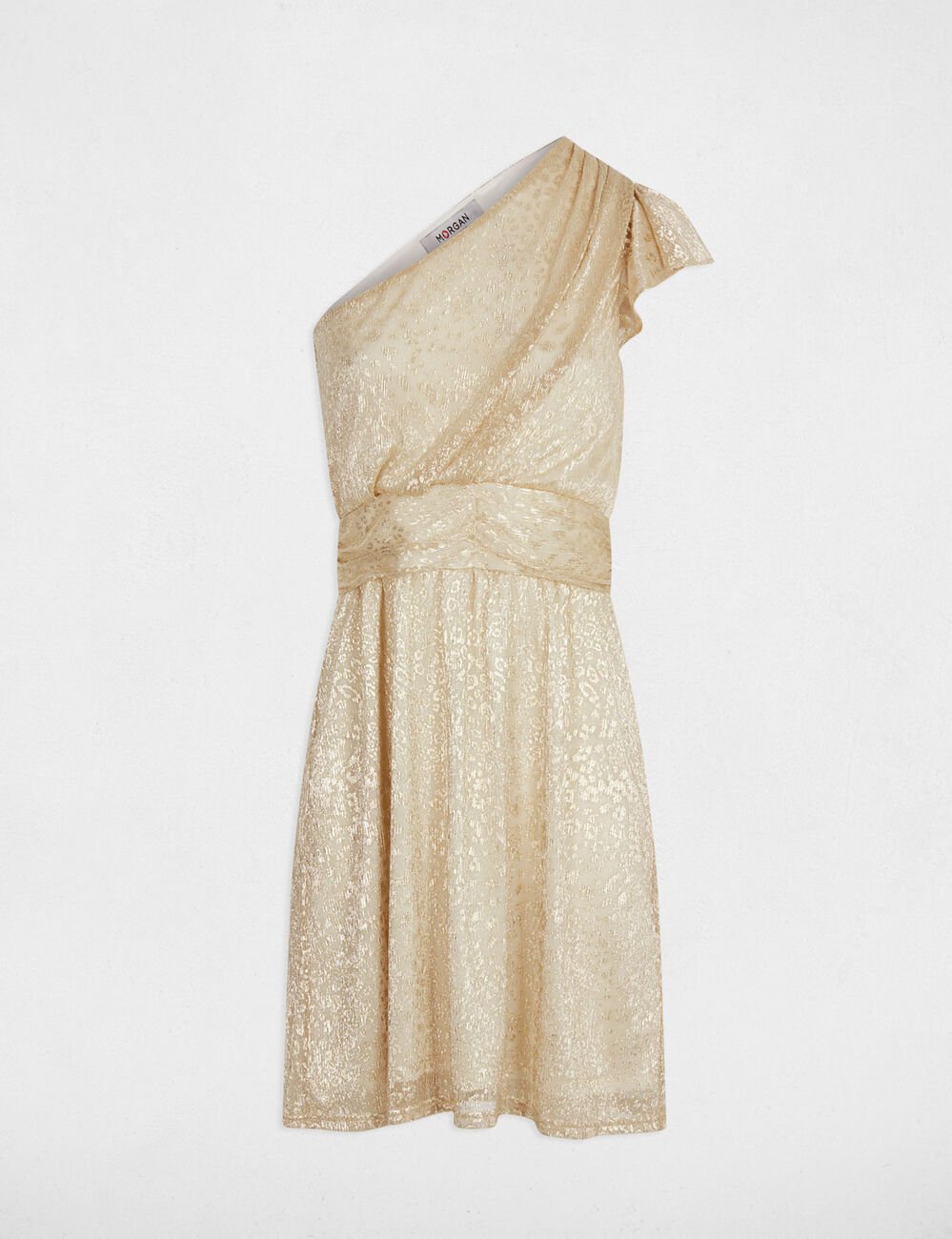 Asymmetric voile dress gold yellow women