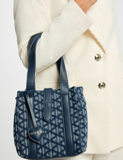 Quilted tote bag denim stone women