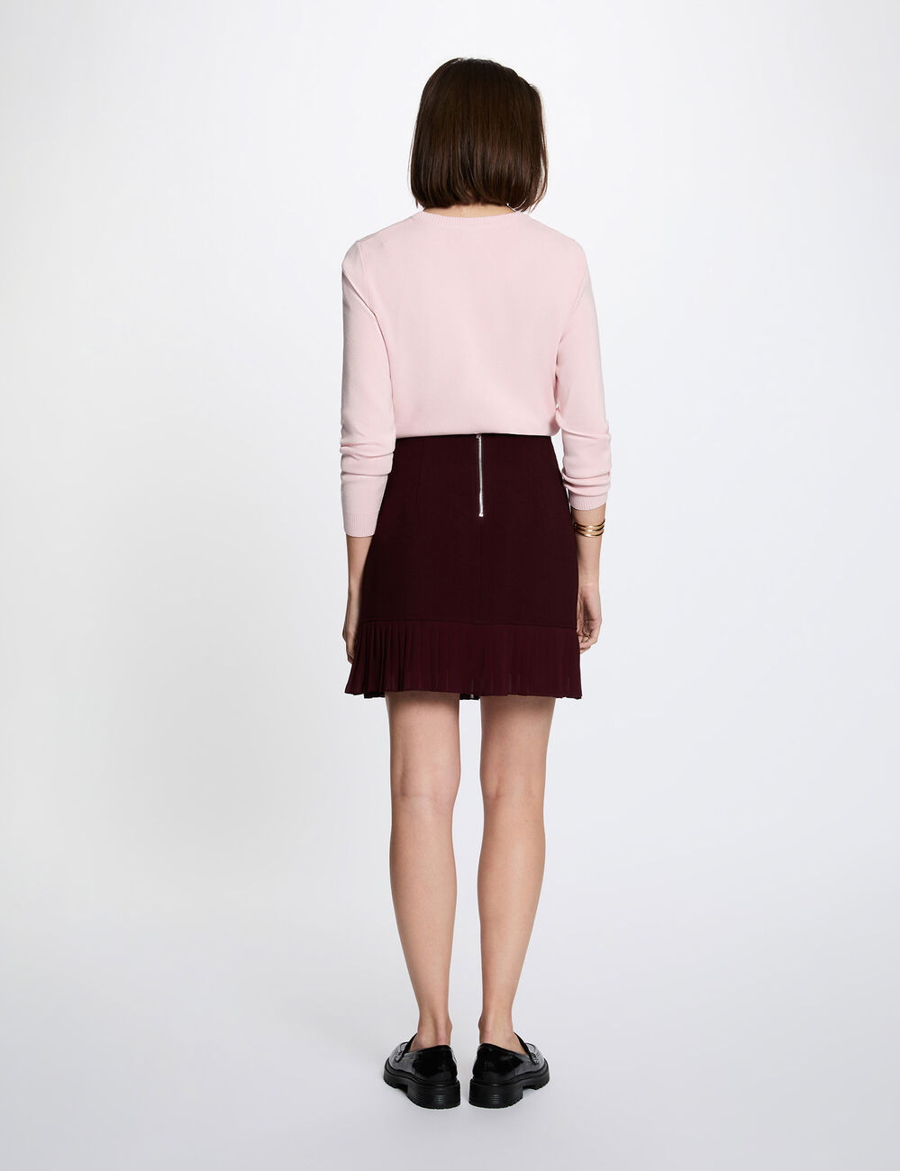 Mini pleated skirt plum women