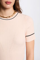 Pull manches courtes rose clair femme