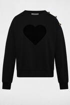 Sweat imprimé col rond noir femme