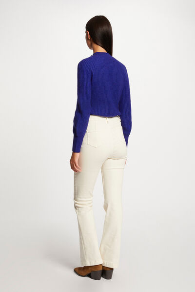 Long-sleeved jumper with high collar mid blue ladies'