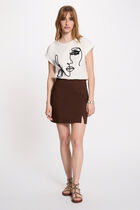 Face embroidery t-shirt white women