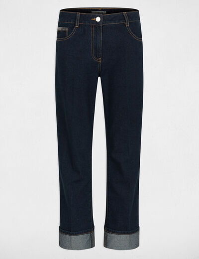 Straight jeans with rhinestones raw denim women