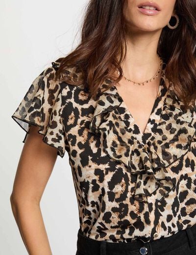 V-neck voile t-shirt multicolor women
