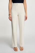 Straight trousers with darts cream women