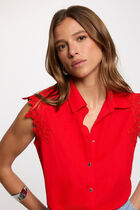 Sleeveless shirt bright red women