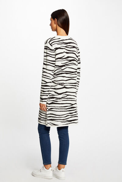 Long cardigan with zebra print black ladies'
