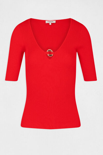 3/4-length sleeved jumper with ornament red ladies'
