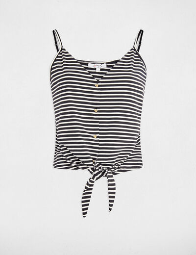 Cropped V-neck tank top black women