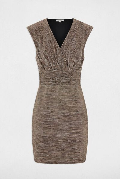 Fitted dress with metallised threads gold ladies'
