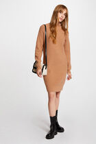 Jumper dress high collar camel women