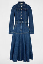 Fitted long dress raw denim women