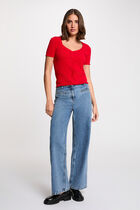 Fitted V-neck sweater red women