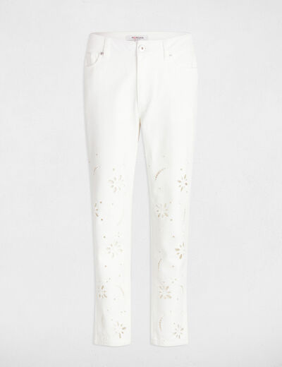 Embroidered straight jeans white women