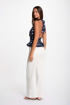 Sleeveless v-neck top navy blue women