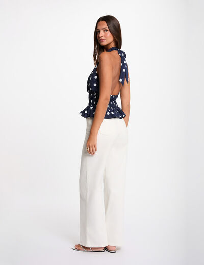 Sleeveless v-neck top navy blue women