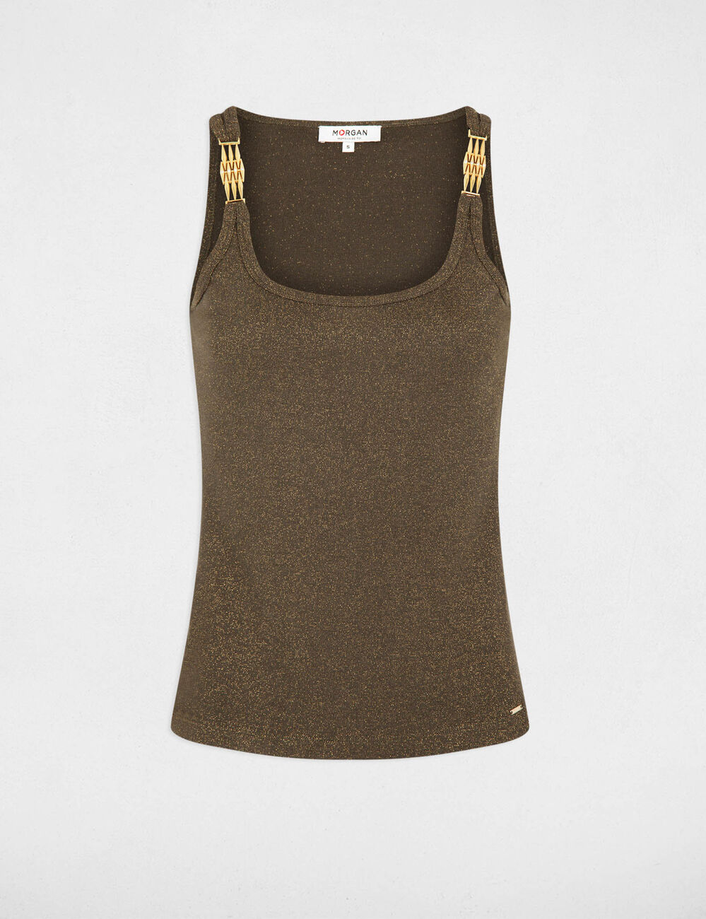 Vest top with thin straps khaki green women